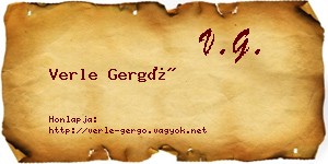 Verle Gergő névjegykártya